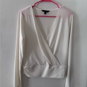 Banana Republic Factory Cream Wrap Blouse